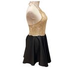 Akira Black Gold Lace Dress Fit Flare Halter S Semi Sheer Photo 5
