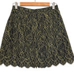 J.Crew  Women’s Navy Neon Green Lace Overlay‎ Mini Skirt Photo 0