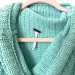 Free People Swim Too Deep Oversized Turtleneck Sweater Aqua Small Photo 4