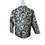 CONNIE ROBERSON Silk Silver Metallic Topper Jacket Blazer Open Jacquard Sz Large Black Photo 5