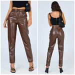 Princess Polly Faux Leather Love Club Pants Brown Size 10 Photo 1