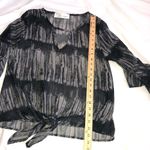 Vintage Havana  Ruffle Sleeve Knot Front Sheer Top Blouse Medium Tie Dyed Keyhole Photo 6
