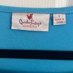 Quacker Factory  Top Large blue Square Neck circle and rhinestone Embellishing Photo 3