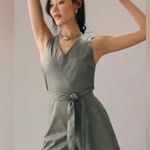Avec Les Filles Anthropologie  Women’s Faux Leather Cross Back Wrap Romper Size S Photo 12