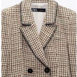 ZARA  Double Breasted Textured Tweed Weave Jacket PINK/BLACKSize XS NEW Photo 6