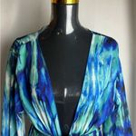 Matte Collection  Blue Green Tie-Dye Maxi Dress wrap tie around waist XL NWOT Photo 4
