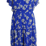 Lulus  Blue Floral Print Midi Dress Size Medium Wedding Guest Dress Photo 0