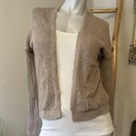 EXPRESS Tan Taupe Crochet Sweater Cardigan Small Photo 0