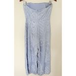 Aijek Anthro Natalie Baby Blue Floral Lace Strapless Capri Silk Blend Jumpsuit 2 Photo 3