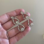 Dangling Teardrop Earrings Silver Rhinestone Evening Formal Jewelry Event Demure Photo 1