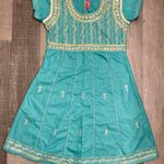 traditional indian short sleeve embroidered dress Blue Photo 0