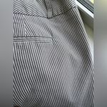 Norma Kamali Norma Kamala Seersucker Pin Stripe Pants Taupe Cropped Cotton Blend Size 10 Photo 2