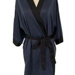 Linea Donatelle Blue Satin Lace Robe Women's Size Small | 50 Photo 0