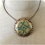 ORIT SCHATZMAN Sterling Silver 925 blue Swarovski Crystal Necklace Gold Photo 0