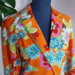Felice Pappas Bright Floral Blazer Jacket Orange Size L Photo 1