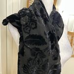 Ellen Tracy Silk Blend Black Velvet Burnout Sheer Scarf Shawl Shimmer Whimsigoth Evening Photo 7