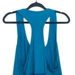 Fabletics Teal Mesh Contrast Racerback Ruched Athletic Tank Top Photo 5