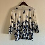Rebecca Malone  Blue and White Floral Zip Up Sweater Size Medium Photo 7