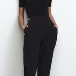 ZARA STRAIGHT LEG PANTS WITH METALLIC BUTTONS Photo 0