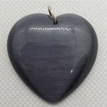 Gray Cat's Eye Heart Pendant Black Photo 1