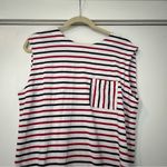 Loft  Striped Sleeveless Midi Dress with slit red, Blue, White pocket medium Photo 2