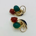 Vintage Burt Cassell Egyptian Revival Scarab Earrings 1/20 12K Gold Filled Red Photo 1