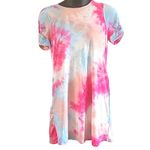Good Luck Gem NWT Women’s Multicolor Tie-Dye Puff Sleeve T-Shirt Dress XL Photo 1