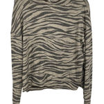 LNA  Aritzia Tan & Black Animal Print Hoodie Sweatshirt Womens S Striped Cropped Photo 0
