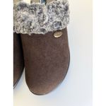 Womens Italian Suede clogs 9.5 Brown Faux Fur Slip On Winter Rustic Cozy New Photo 9