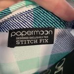 PaperMoon  Green Blue White Plaid Button Up No Sleeve Size XL‎ EUC Photo 4