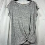 Loft  Gray Cap Sleeve Tie Front Tee SZ:L Photo 0
