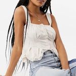 Urban outfitters Cream Peplum Tank Top with Lace Trim NWOT Photo 0