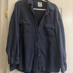 Aerie  Deep Blue LumberJane Waffle Knit Button Up Tunic Shirt Jacket - size L Photo 0