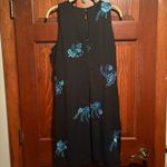 Calvin Klein Shift Knee Length Blue Embroidered Floral Dress Size 12 Photo 3