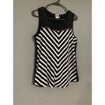 Anne Klein Sport Black & White Top Front Chevron Print Back Solid Small Photo 1
