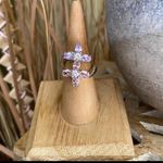 Double Flower Cz Heavy Sterling Silver Ring 2009 Era Pink Size 8 Photo 7