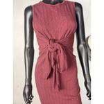 Lush Clothing Lush Womens Dress Tie Waist Ribbed Sleeveless Burgundy Knit‎ Bodycon Small Photo 1
