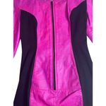 Vintage 90s Barbiecore Chia Pink Purple Leather Zip Bodycon Mini Dress Sz L NEW Size L Photo 8