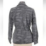 Lucky Brand  Blue Grey Printed Camo Cropped Trench Coat Jacket Size Medium M Photo 4