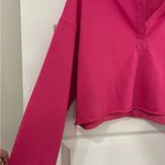 Alo Yoga  V Neck Cropped Hooded Pull Over Top Hot Pink French Terry Sz XL NWT Photo 3