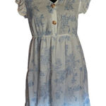Sweet Wanderer  Blue Toile Floral Tiered Maxi Dress Maternity Flutter L Photo 0