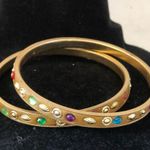 Two Multicolored Rhinestone Gold Stones Bangle Bracelets Photo 5