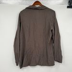 Flax brown button down front long sleeve blouse top collar 100% rayon sz medium Photo 1