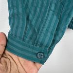 Jacqueline Riu Blouse Striped‎ Button Down Long Sleeve Teal Green Medium Photo 7