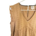 Knox Rose  Flutter Sleeve Eyelet Lace Dress – Size M – Tan Boho Babydoll Style Photo 1