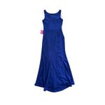 Betsy and Adam NWT  Womens Cobalt‎ Blue Ruffled Slit Sleeveless Boat Neck Gown 10 Photo 5