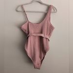 Faerdasi Blush Pink Crinkled One Shoulder One Piece Belted Swimsuit Large Photo 2