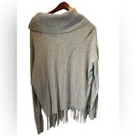 Michael Kors Woman's Ribbed Sweater Cowl Neck gray Fringed bottom‎ Size XL Photo 2