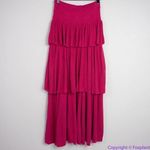 Free People NEW convertible Pink Ruffled Tiered Knit Maxi Skirt BarbieCore, M Photo 8
