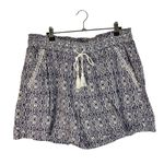 Briggs New York Blue & White Ikat Printed Linen Blend Shorts XL Photo 1